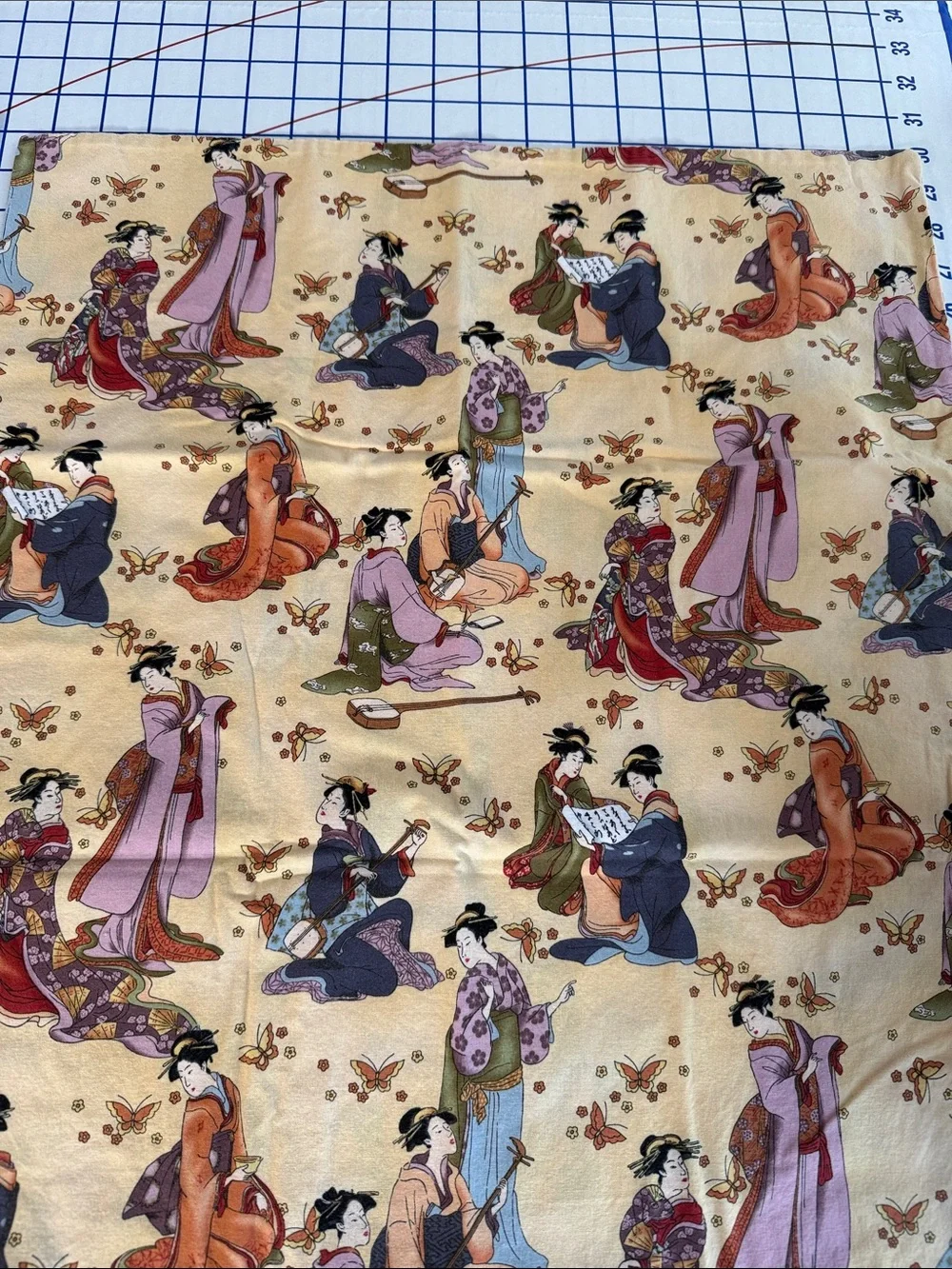 Vintage Asian Geisha Pillowcase Pair Japanese-Inspired Cotton Blend Standard